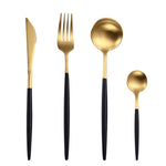 White Gold Cutlery Set Western 304 Stainless Steel Tableware Home Spoon Fork Knife Chopsticks Kit Dinnerware Sets tableware