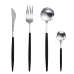 White Gold Cutlery Set Western 304 Stainless Steel Tableware Home Spoon Fork Knife Chopsticks Kit Dinnerware Sets tableware