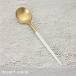 White Gold Cutlery Set Western 304 Stainless Steel Tableware Home Spoon Fork Knife Chopsticks Kit Dinnerware Sets tableware