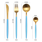 White Gold Cutlery Set Western 304 Stainless Steel Tableware Home Spoon Fork Knife Chopsticks Kit Dinnerware Sets tableware