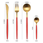 White Gold Cutlery Set Western 304 Stainless Steel Tableware Home Spoon Fork Knife Chopsticks Kit Dinnerware Sets tableware